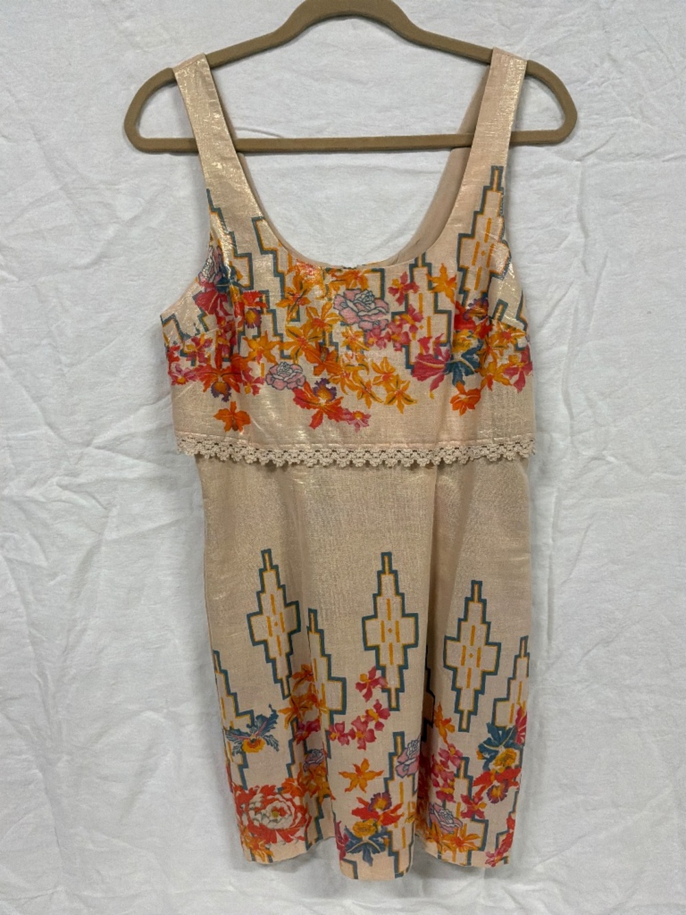 Free People dress, size 6 cream with gold shimmer